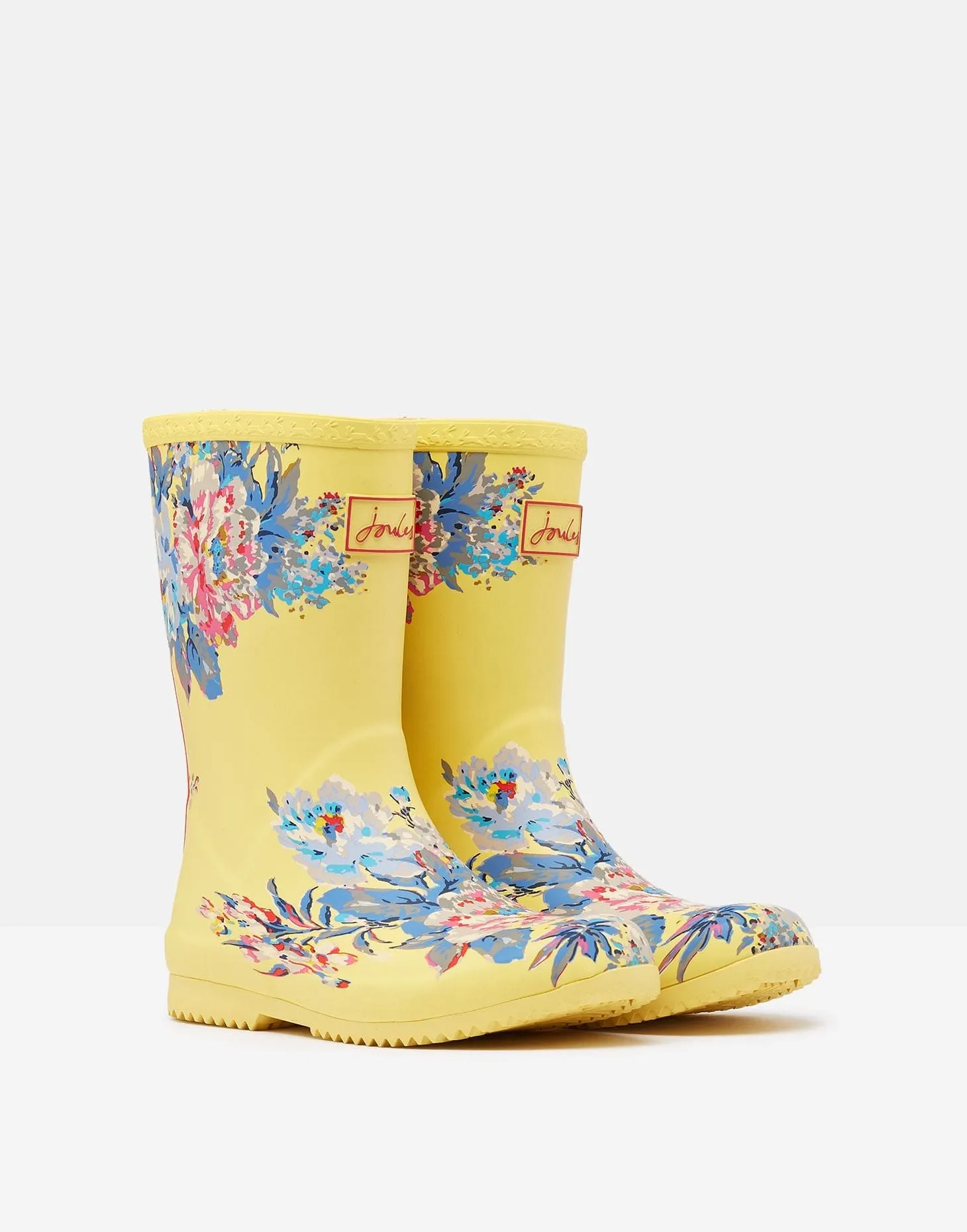 Joules Roll Up Flexible Printed Rain Boots Yellow Floral