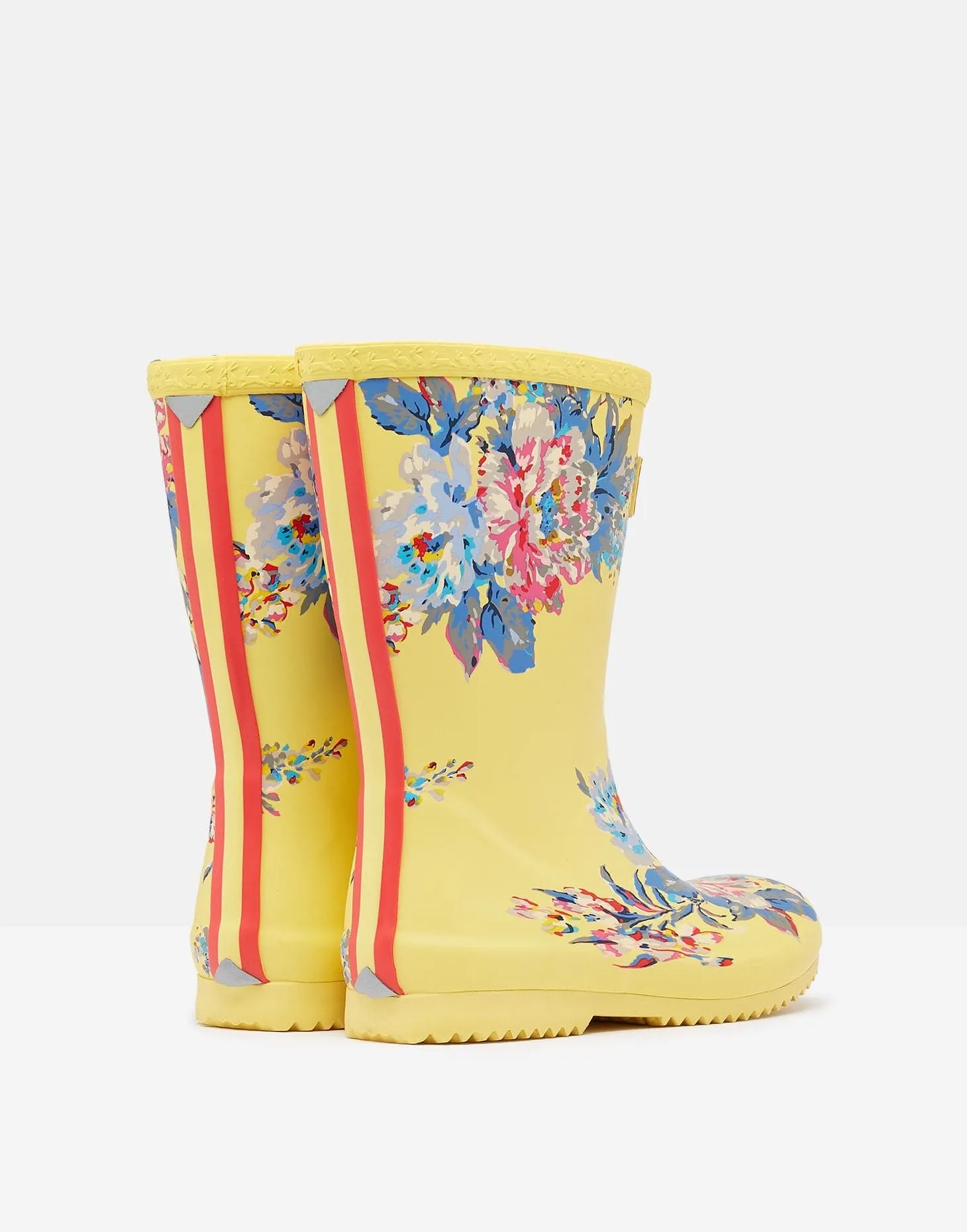 Joules Roll Up Flexible Printed Rain Boots Yellow Floral