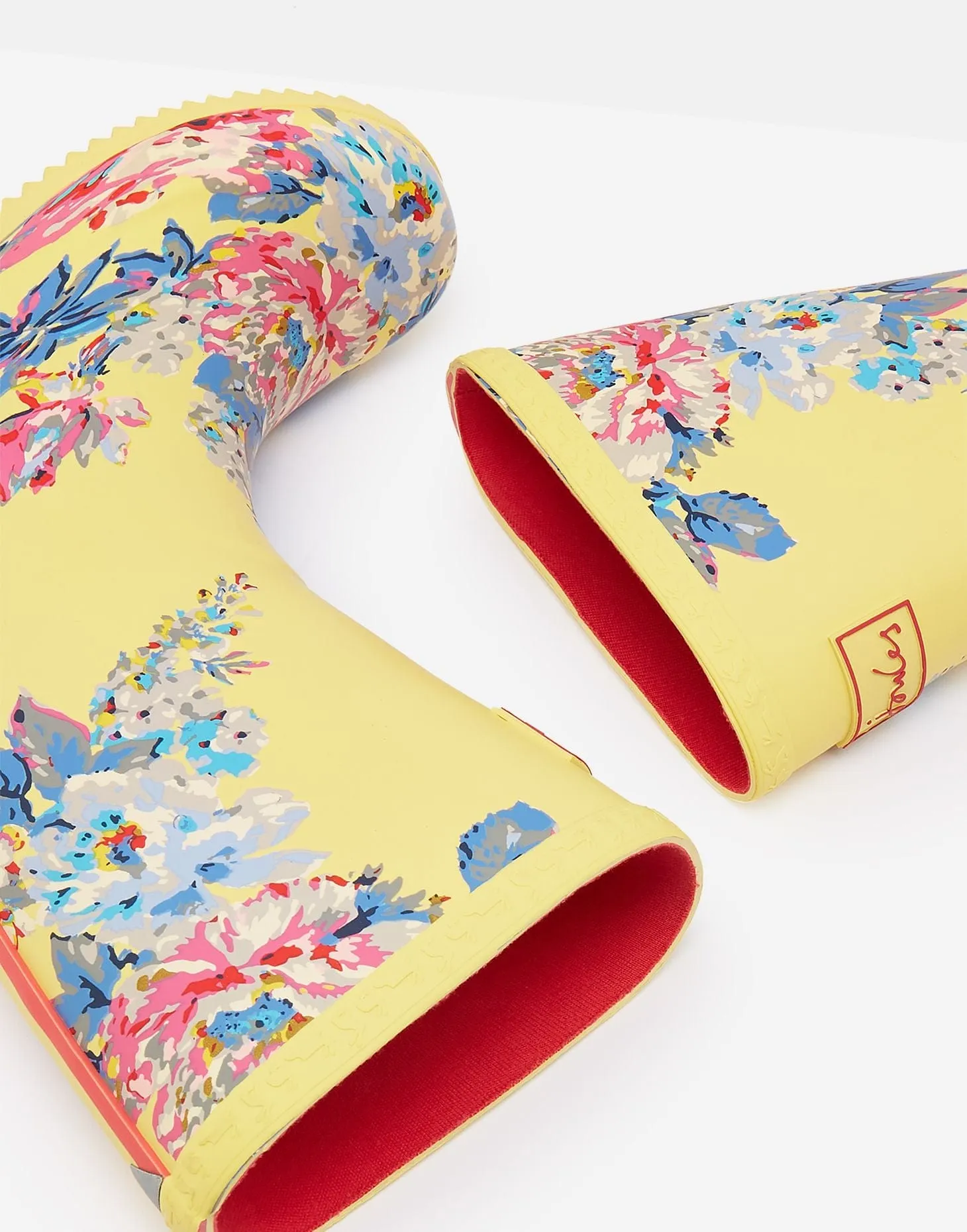 Joules Roll Up Flexible Printed Rain Boots Yellow Floral