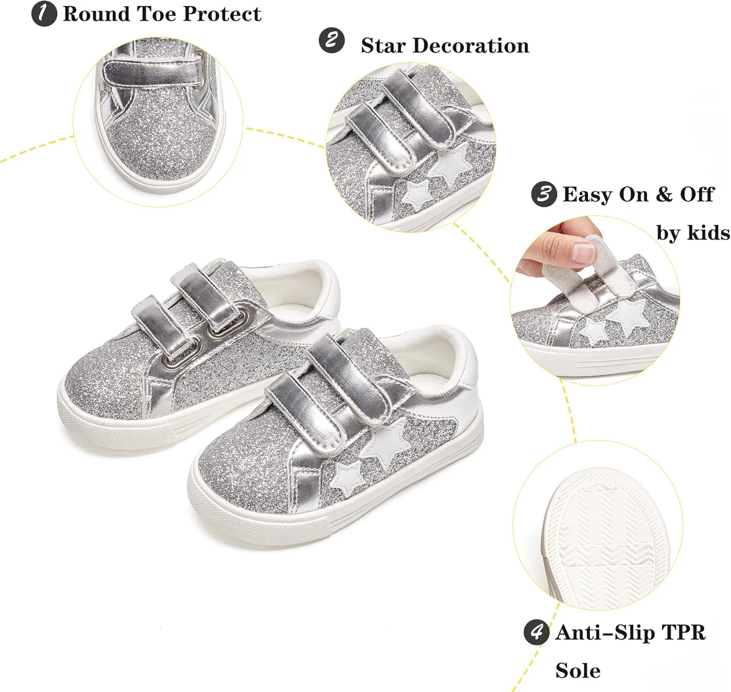 Kiderence Toddler Girls Sneakers Little Girls Running Sports Shoes(Toddler/Little Kids)