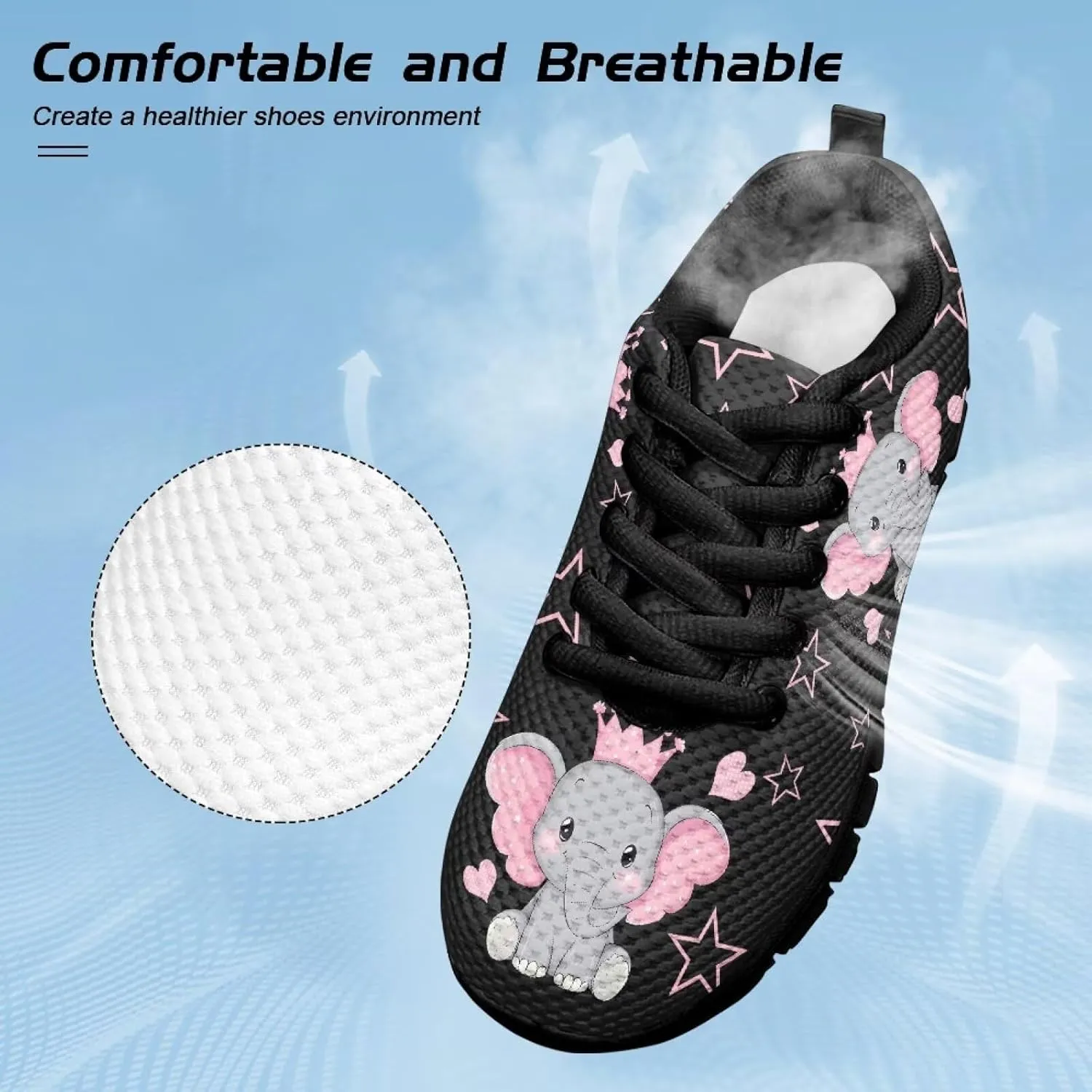 Kids Animals Sneaker Soft Lightweight Lace-Up Anti-Slip Athletic Tennis Shoes for Litter Kids Breathable Outdoor School Footwear Running Shoes for Big Kid US 11-5