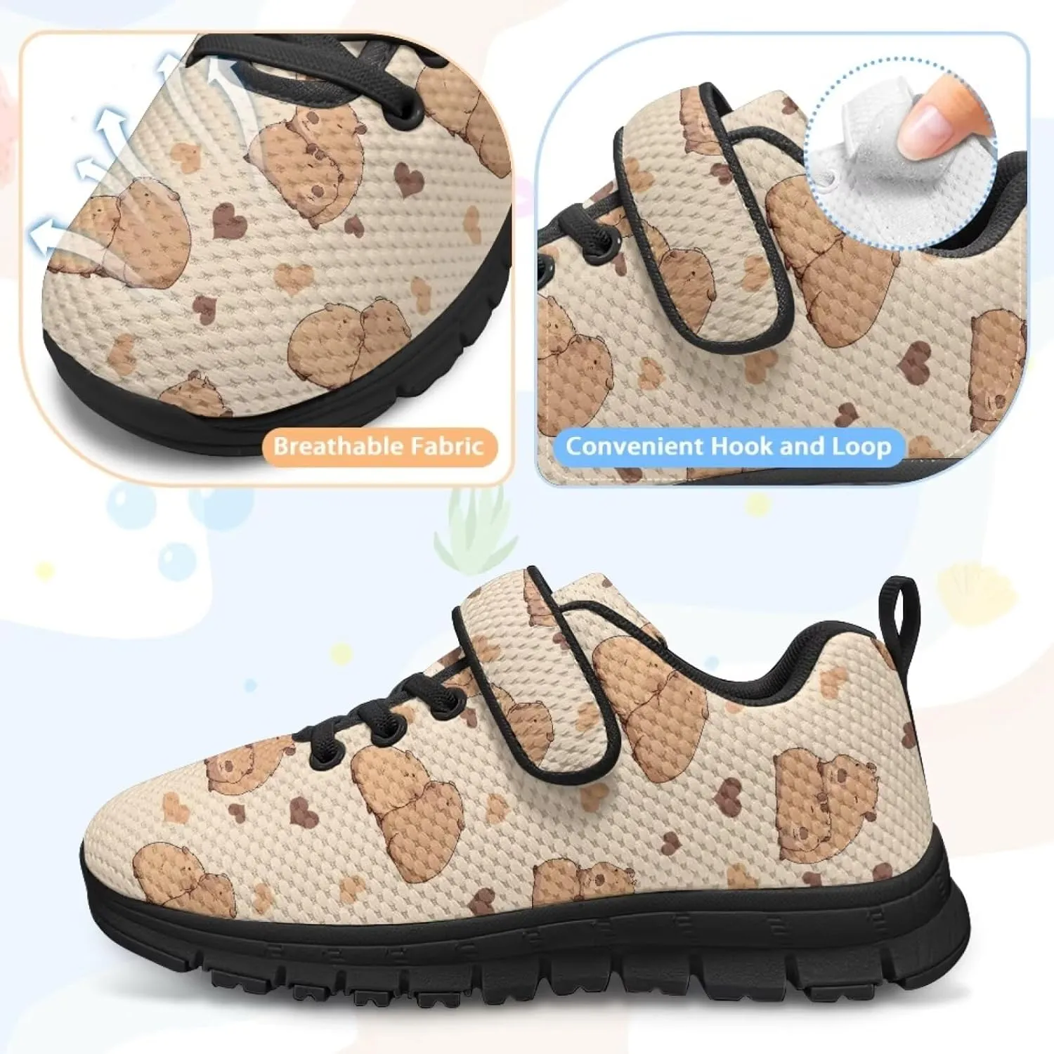 Kids Cute Sneakers for Girls School Single Buckle Sports Shoes Breathable Lightweight Walking Running Shoes