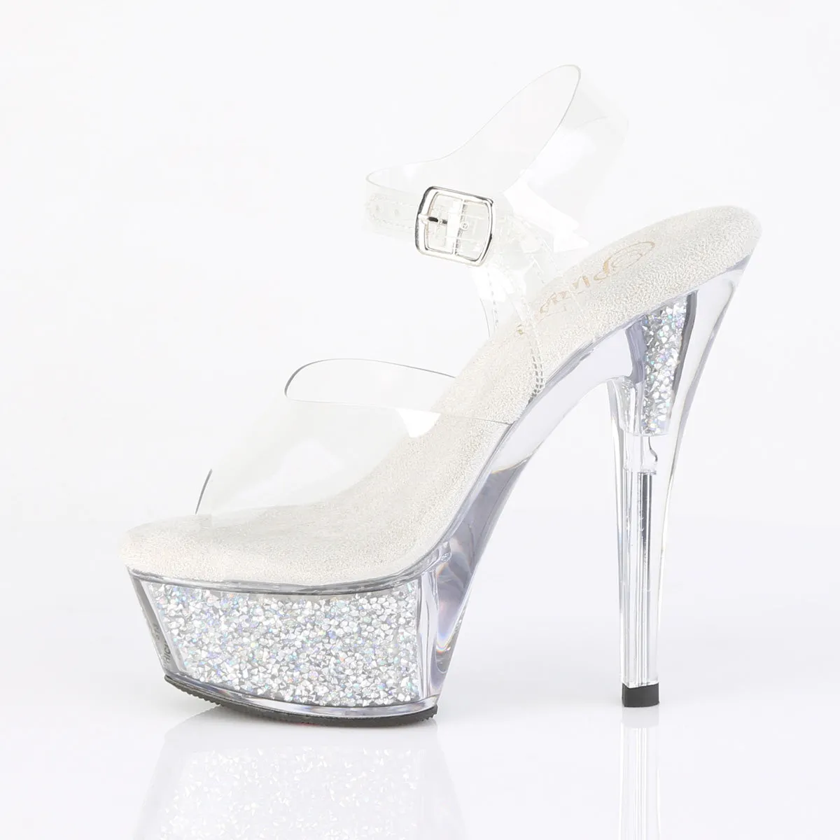 KISS-208RSI Pleaser Rhinestone Filled Platform Perspex Ankle Strap Heels