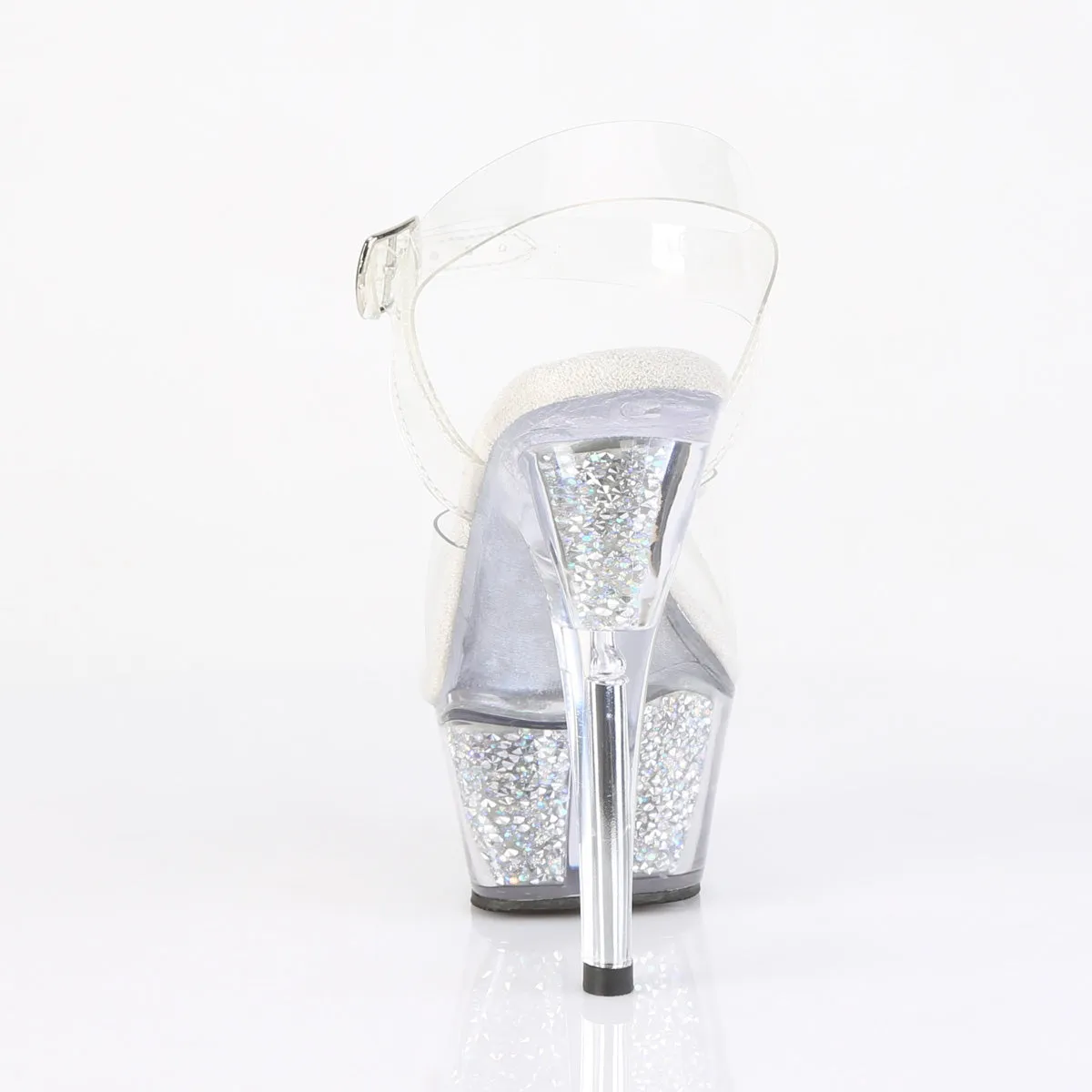 KISS-208RSI Pleaser Rhinestone Filled Platform Perspex Ankle Strap Heels