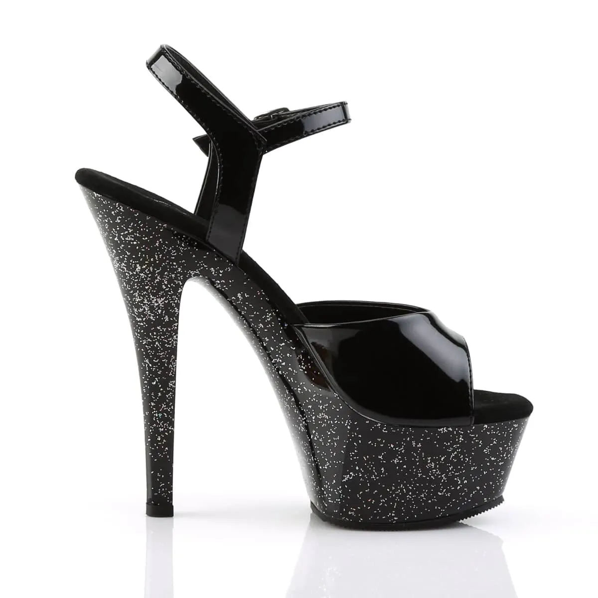 KISS-209MG Black Glitter Platform Sandals