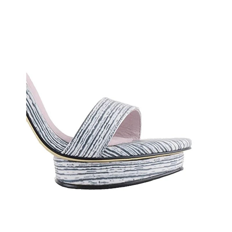 KULMA Striped Platform Leather High Heel Sandals - 10cm