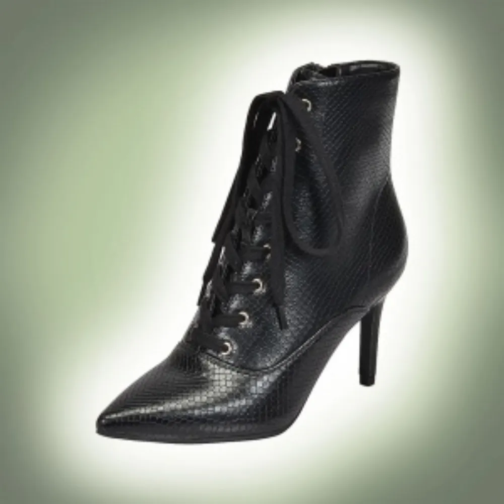LACE UP ANKLE BOOTIES | black snake print |
