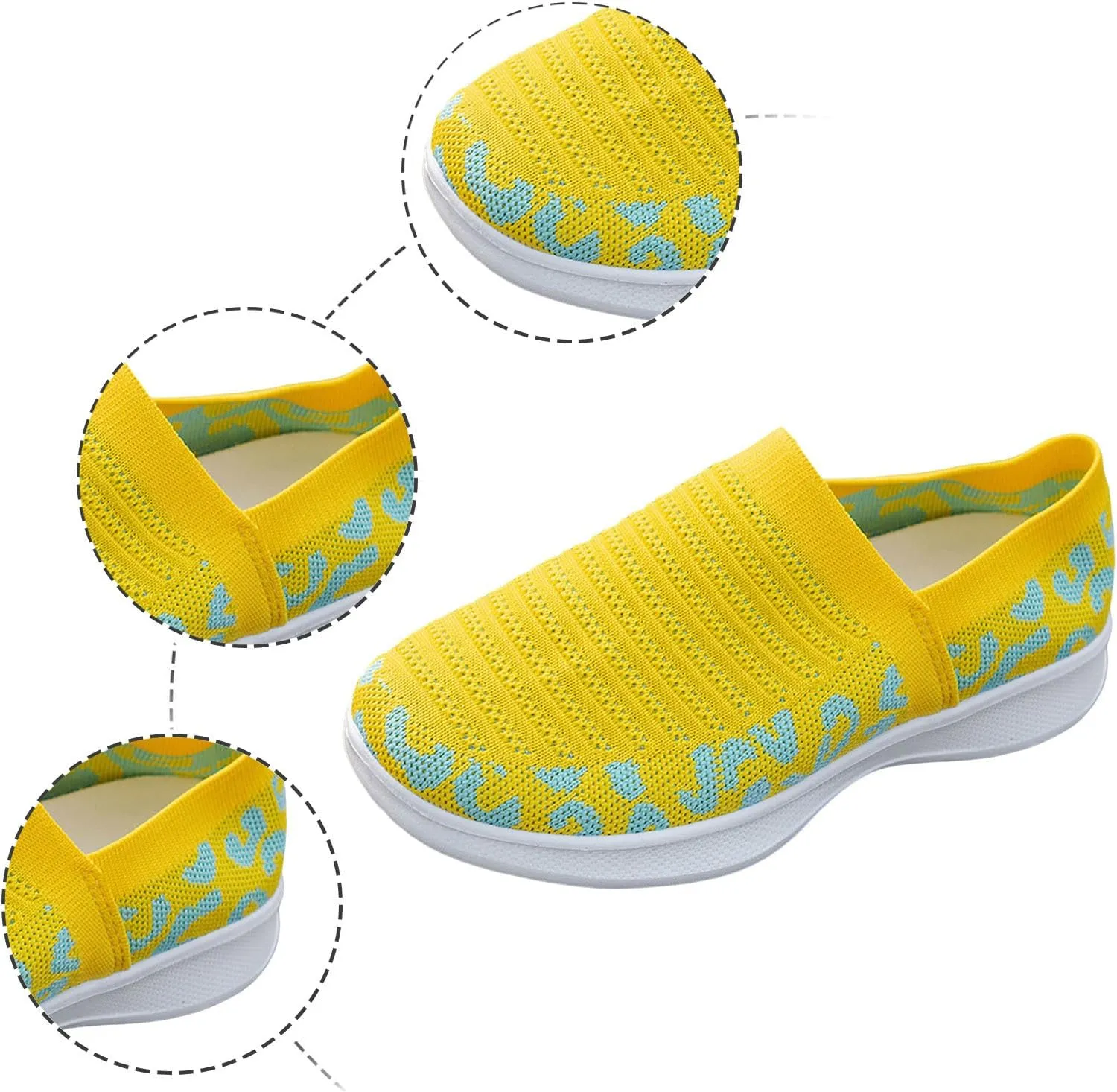 Ladies Fashion Leopard Print Color Block Breathable Mesh Knitted Flat Bottomed Casual Sports Shoes Sneaker Women Shoes