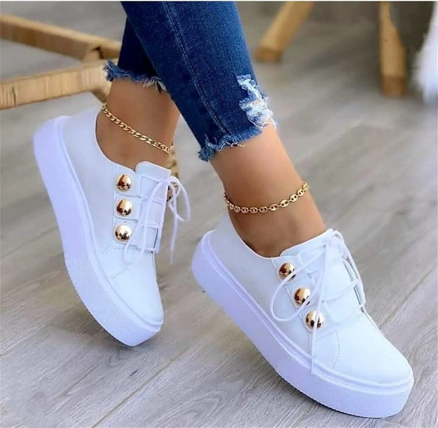 Lausiuoe Sneakers For Women Wide Width Slip On Fashion Canvas Loafers Casual Lightweight Comfort Flat Walking Shoes