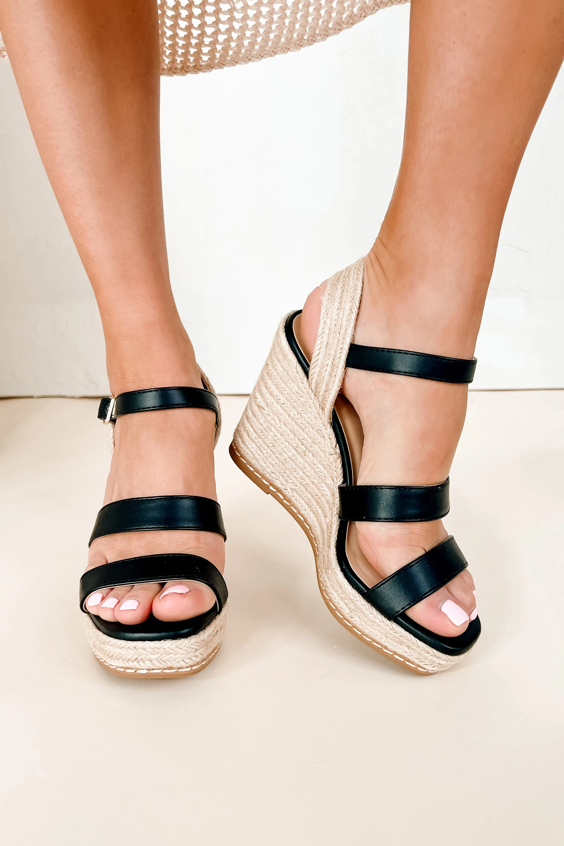Lavina Espadrille Wedge Heeled Sandal (Black)