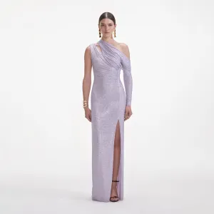 Lilac Rhinestone Gathered Maxi Dress