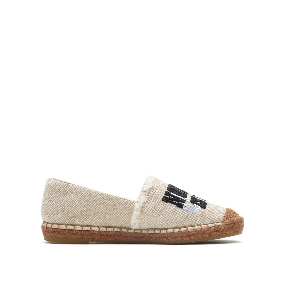 Linen Slogen Embroidery Espadrilles