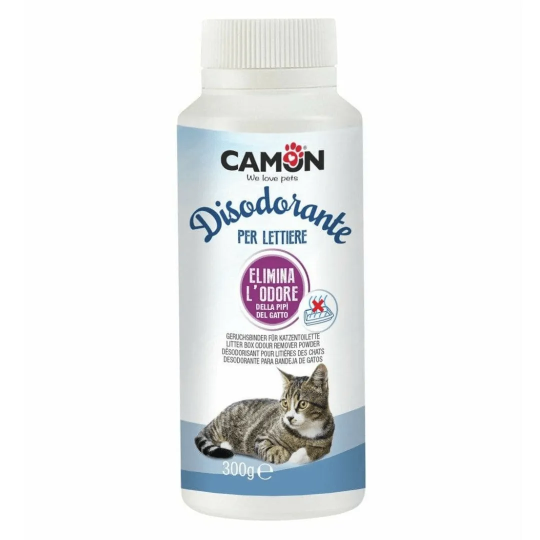 Litter box odour remover powder