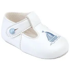 Little Cutie Sailor Soft Sole Crib Shoes - White