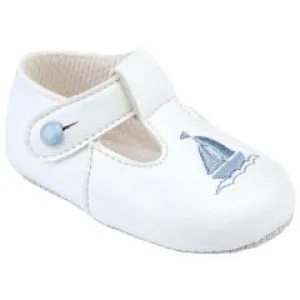 Little Cutie Sailor Soft Sole Crib Shoes - White