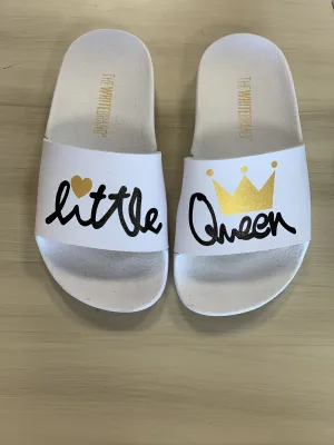 Little Queen Girls White Slides