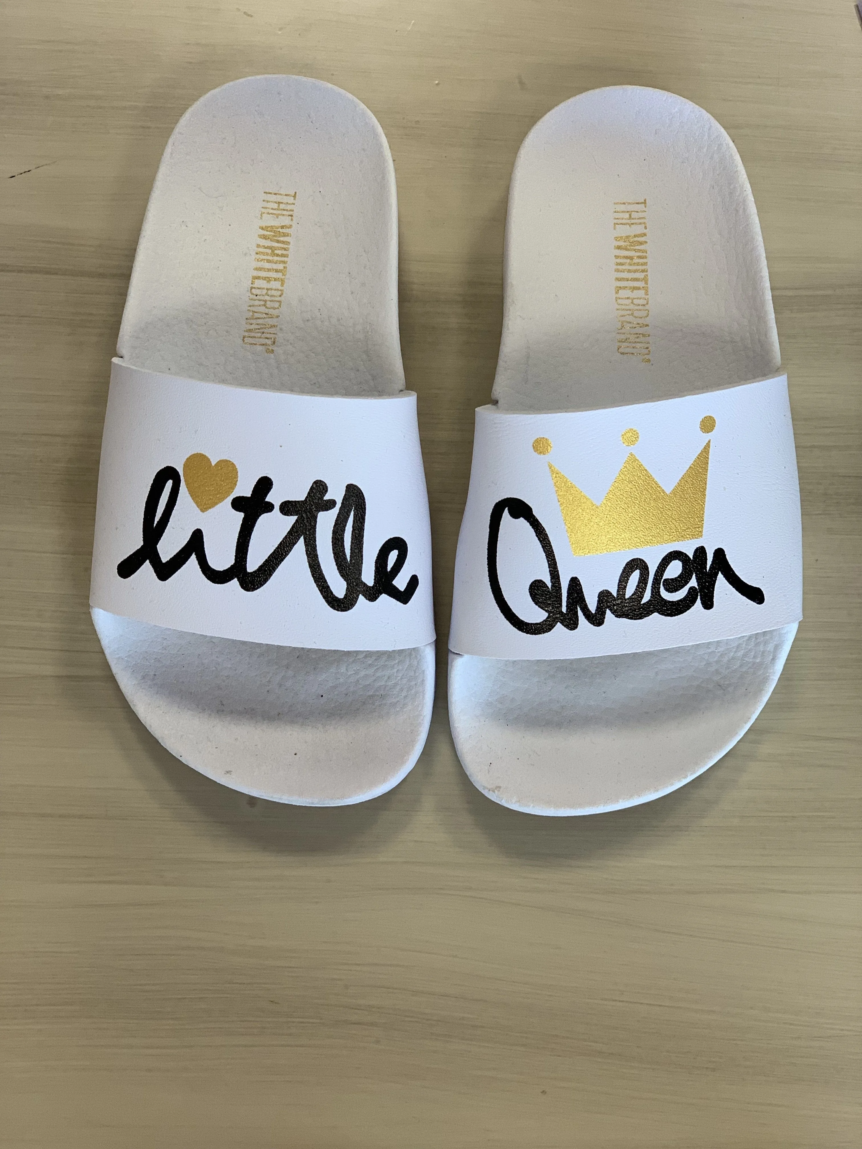 Little Queen Girls White Slides