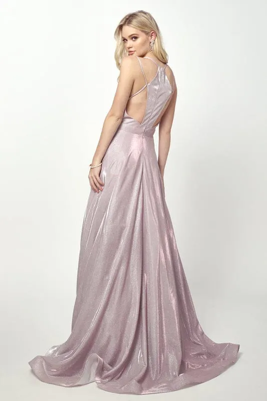 Long Metallic Glitter Pocket Dress by Juliet 203