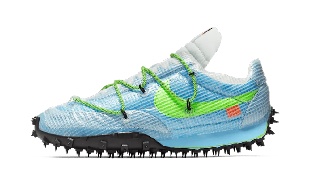 gusseted tongue running shoes Waffle Racer Off-White Vivid Sky