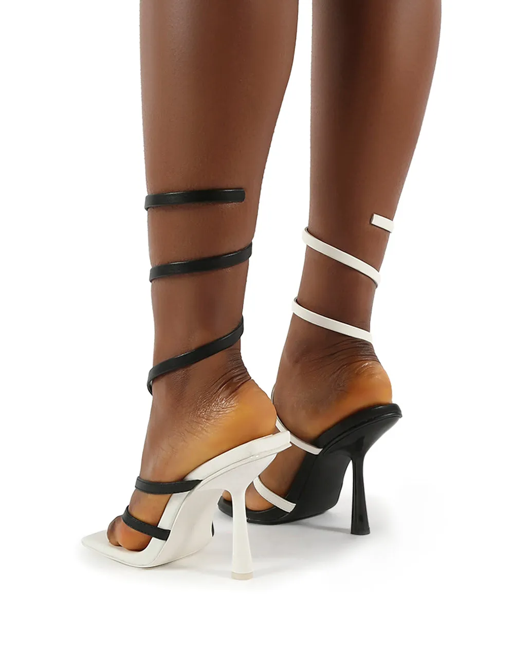 Loopy Mono PU Ankle Wrap Around Heels