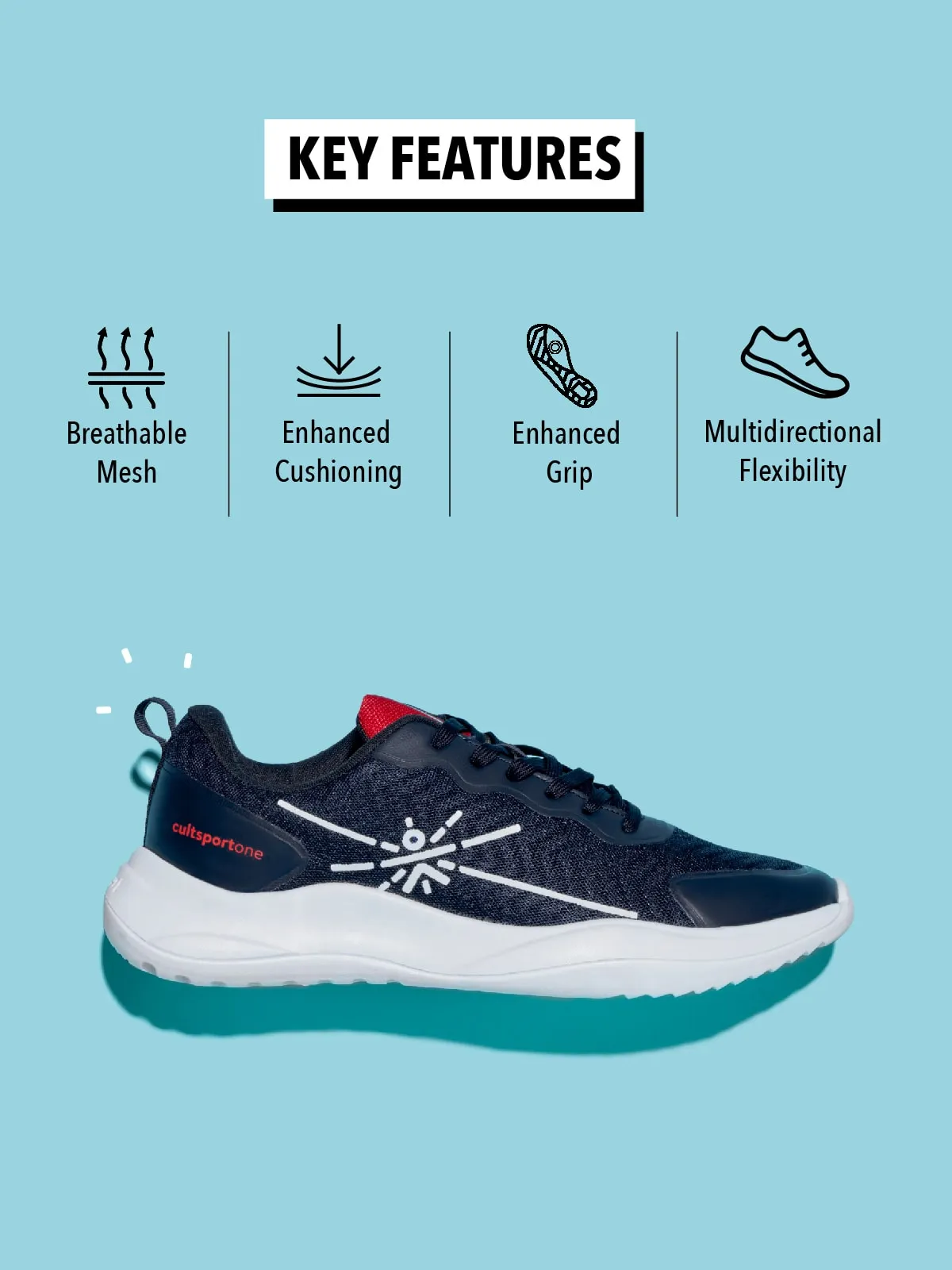 Lope Men Running Shoes - Navy Blue/Red