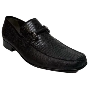 Los Altos Black All Over Lizard Bit Dress Loafers