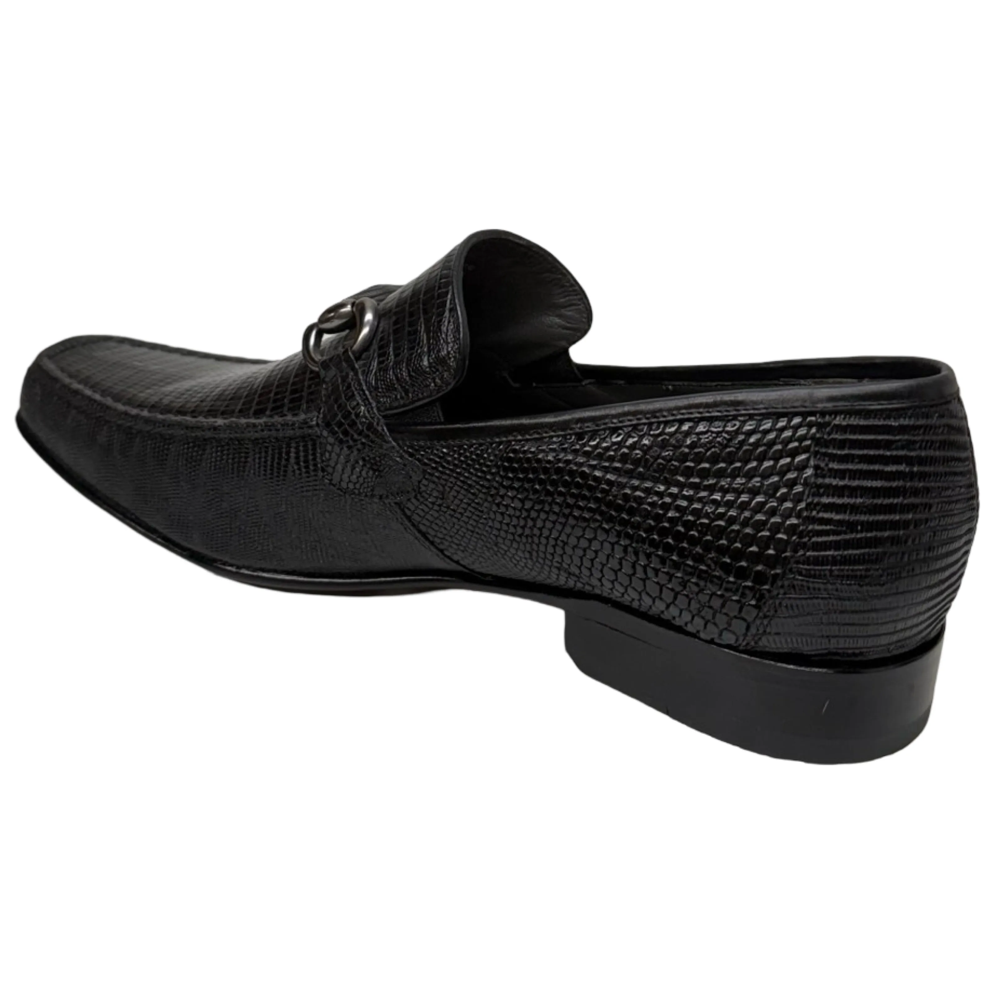Los Altos Black All Over Lizard Bit Dress Loafers