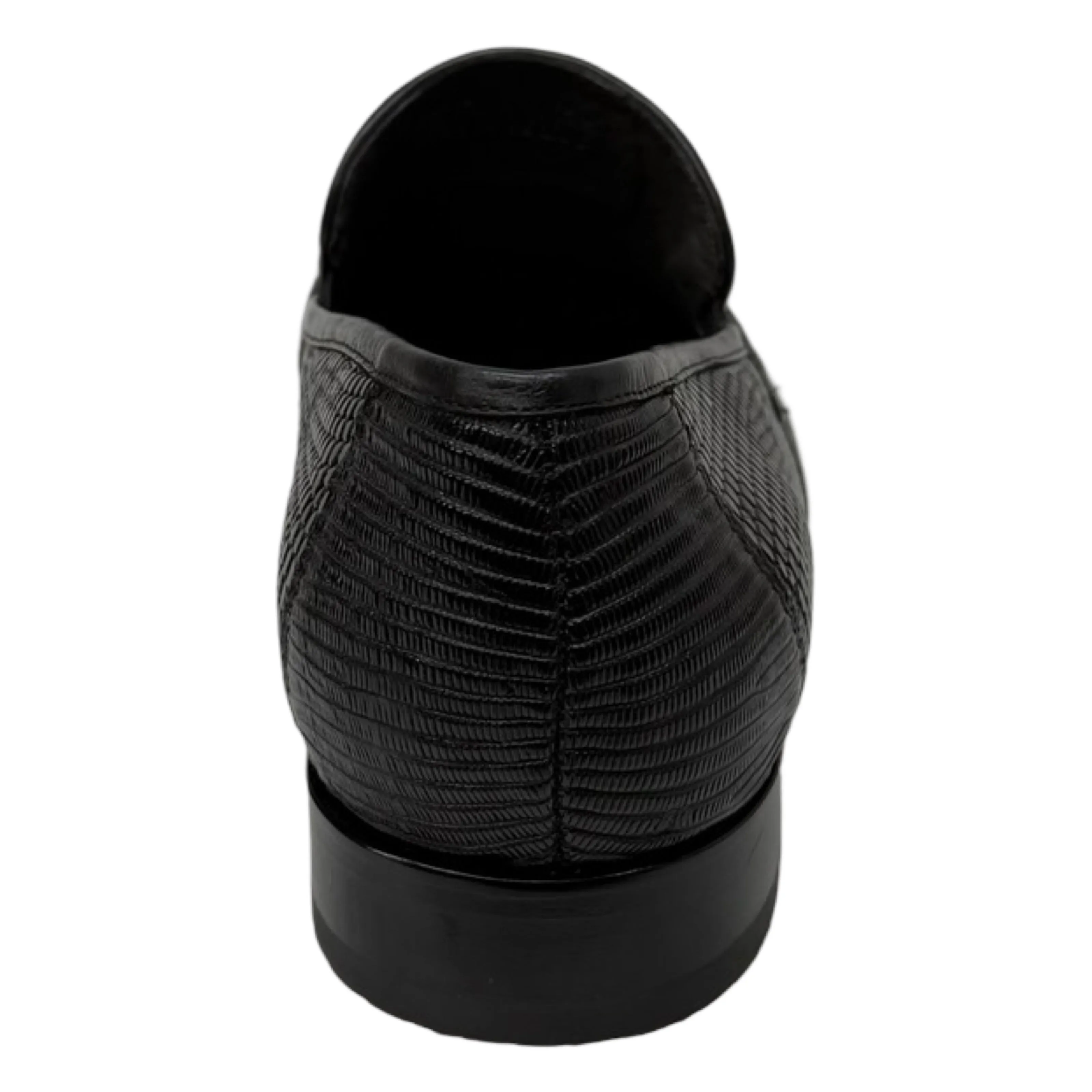 Los Altos Black All Over Lizard Bit Dress Loafers