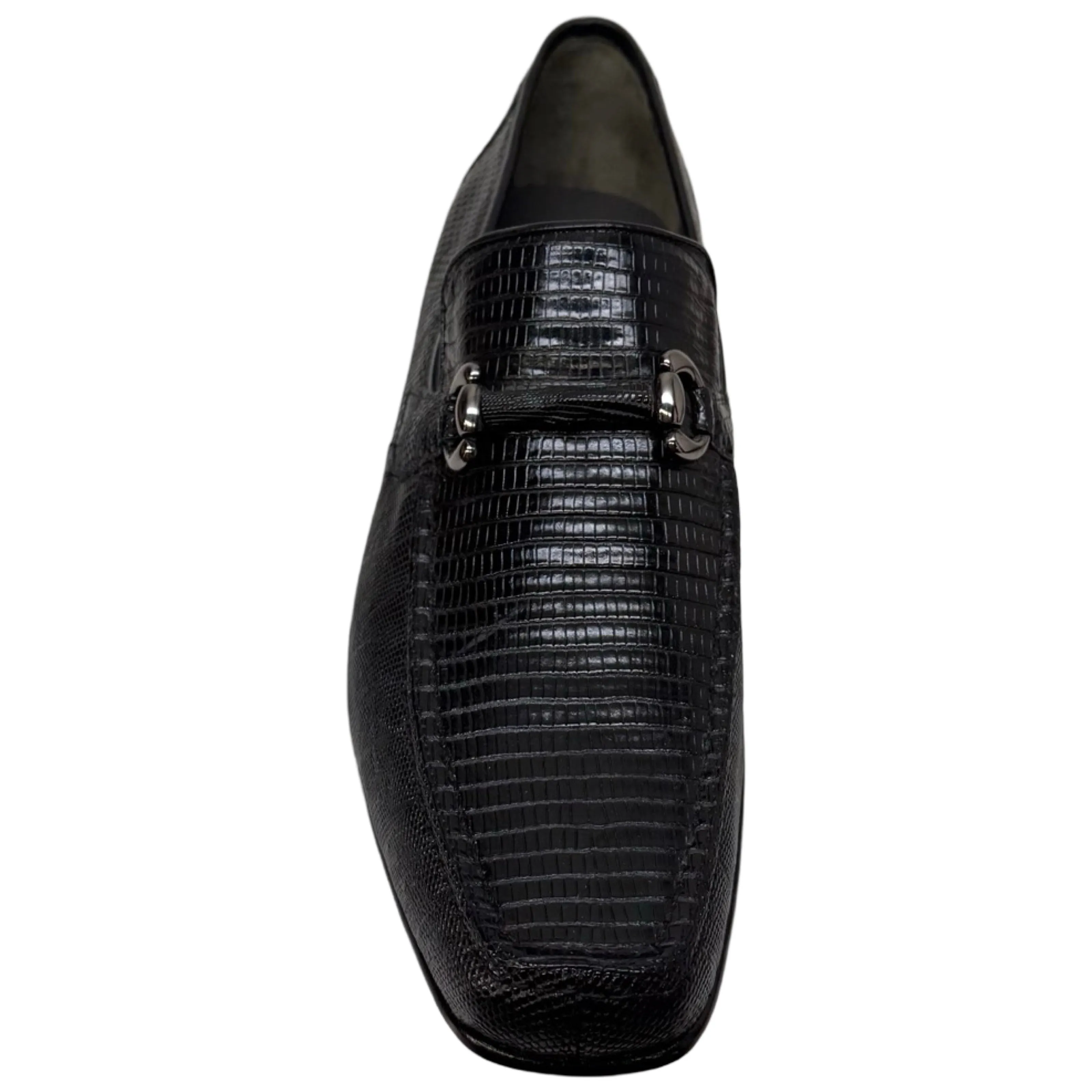 Los Altos Black All Over Lizard Bit Dress Loafers