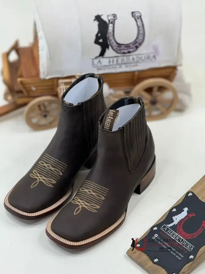 LOS ANGELES CHOCOLATE CRAZY LEATHER SHORT BOOT