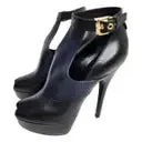Louis Vuitton Leather Ankle Strap Peep Toe Stiletto