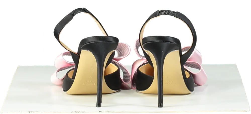 Mach & Mach Black and Pink Crystal Bow Slingback Heels EU 40 UK 7