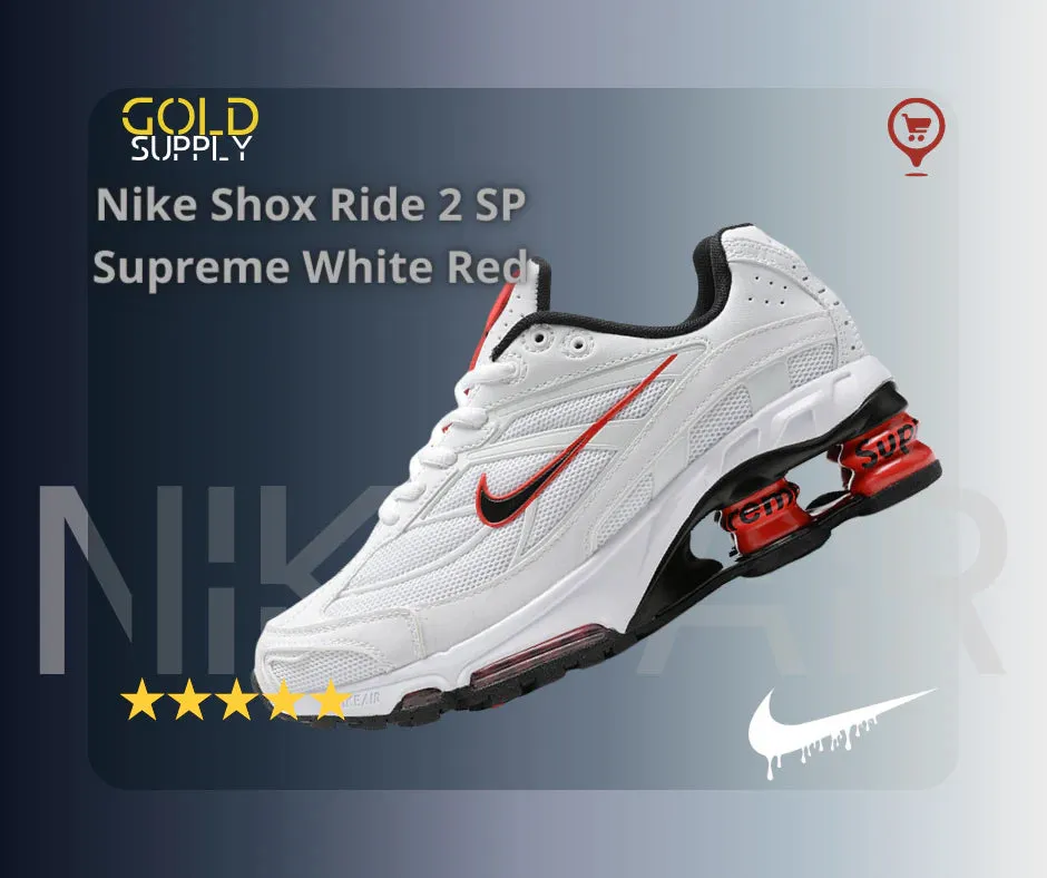 Style Runner Synthetic Finish Nike Shox Ride 2 Supreme 'White/Red'