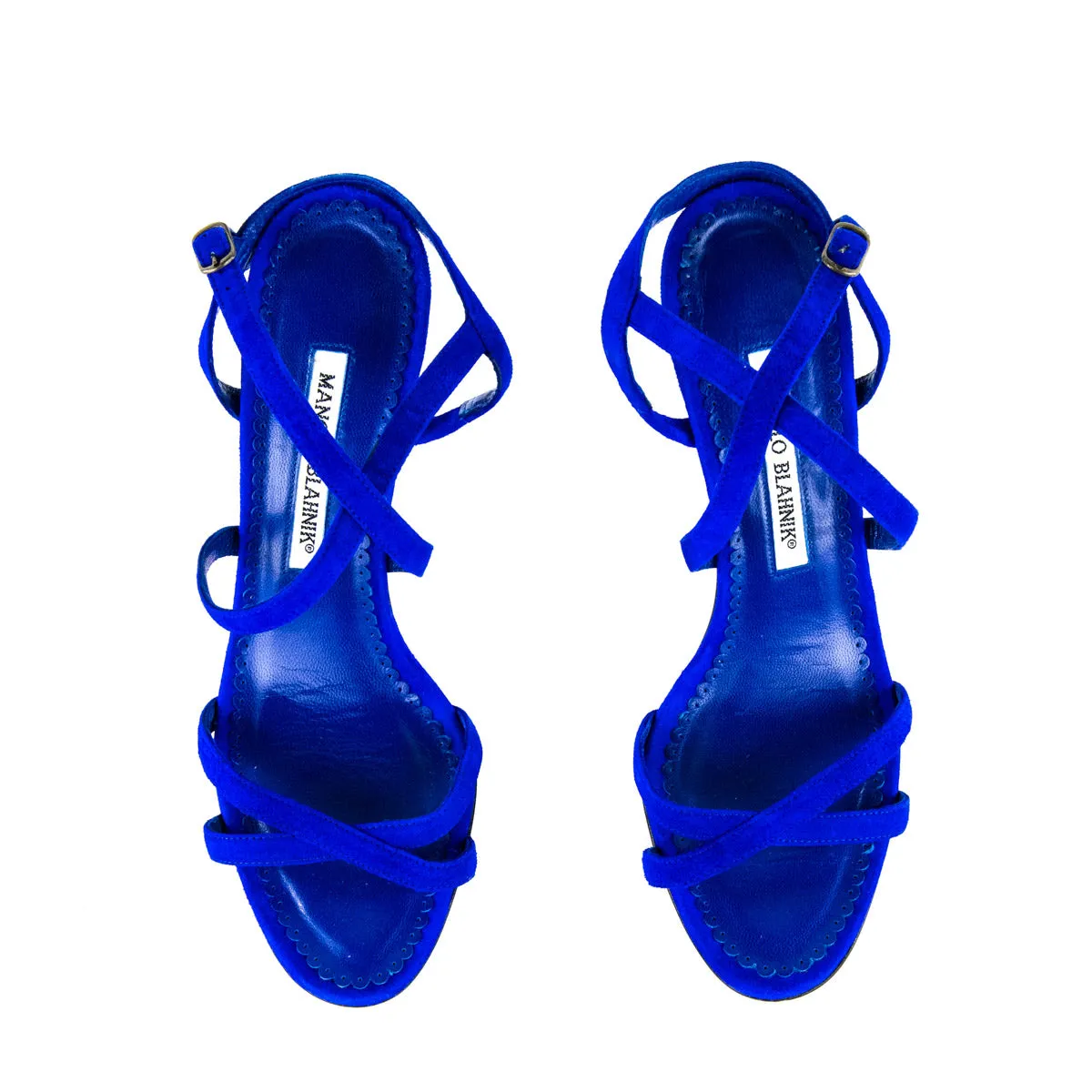 Manolo Blahnik Blue Strappy Sandals Size US 7.5 | EU 37.5