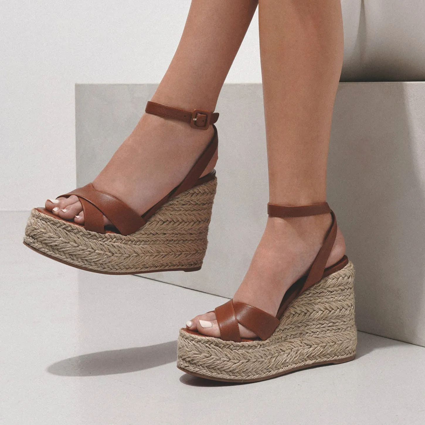 Mariza zeppa 130 brown leather wedge sandals