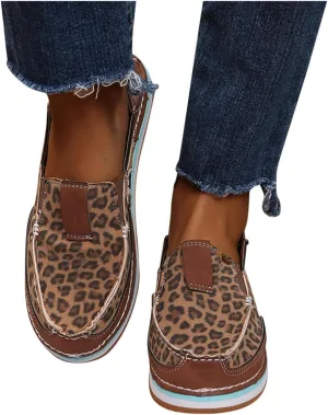 Masbird Fashion Shoes for Women Sneakers for Women Walking Shoes Casual Fashion Shoes Round Toe Loafer Lightweight Cozy Boat Shoes Slip-On Flat Shoes Brown