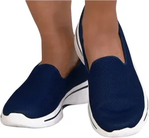 Masbird Sneakers for Women Round Toe Mesh Breathable Slip-On Runing Shoes Outside Comfy Fashion Casual Flat Tennis Shoes Blue