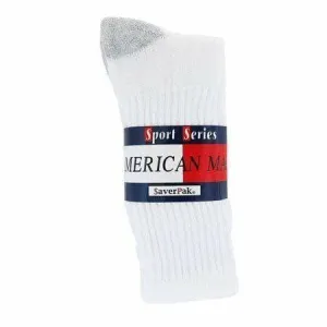 MDR American Made Athletic White Athletic Crew Socks Cotton 1 Dozen