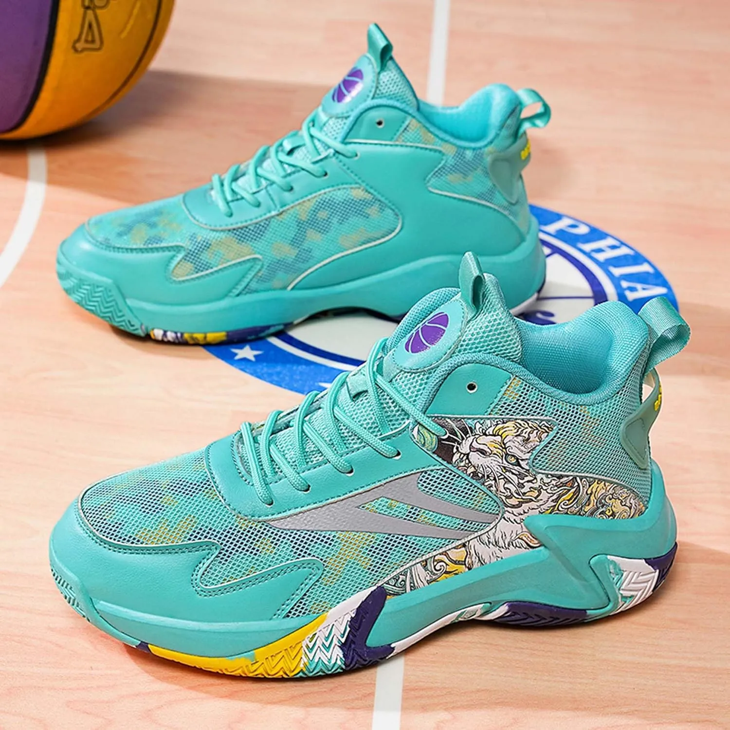 Men's Basketball Shoes High Top Sneakers Fashion Comfortable Street Casual Walking Shoes Non-Slip Training Running Shoes Breathable Fitness Sports Tennis Shoes