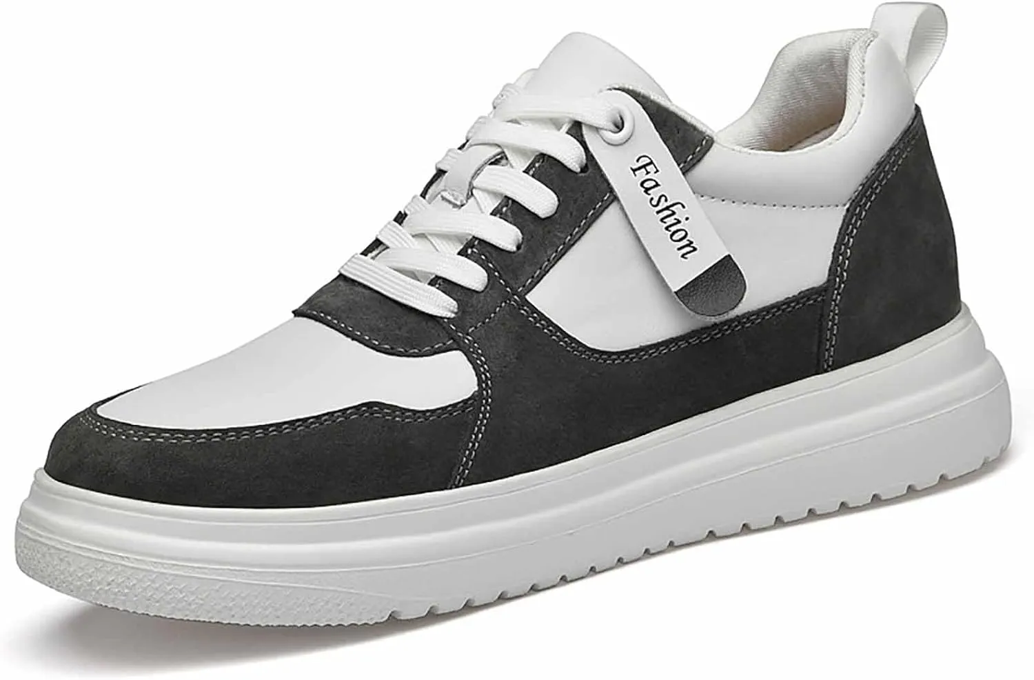 Men'S Genuine Leather Increase Height Casual Sneakers,Round-Toe Soft-Soled Slip-On Platform Sneakers,Outdoor Non-Slip Shock-Absorbing Running Sports Shoes