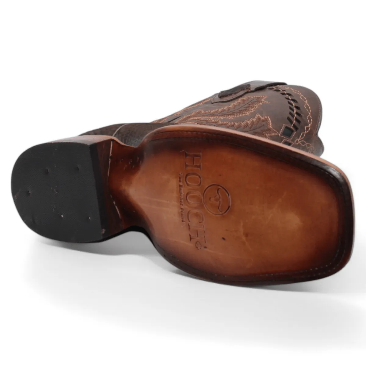 Men's Python Print Square Toe Boots - Chocolate