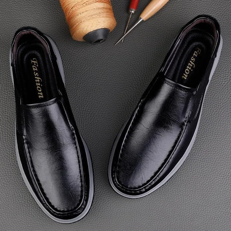 Men's Slip-on Shoes Soft-Soled Round-Toe Casual Shoes Height-Increasing wear-Resistant Low-top Breathable Shock-Absorbing Shoes for Men(D,6.5)