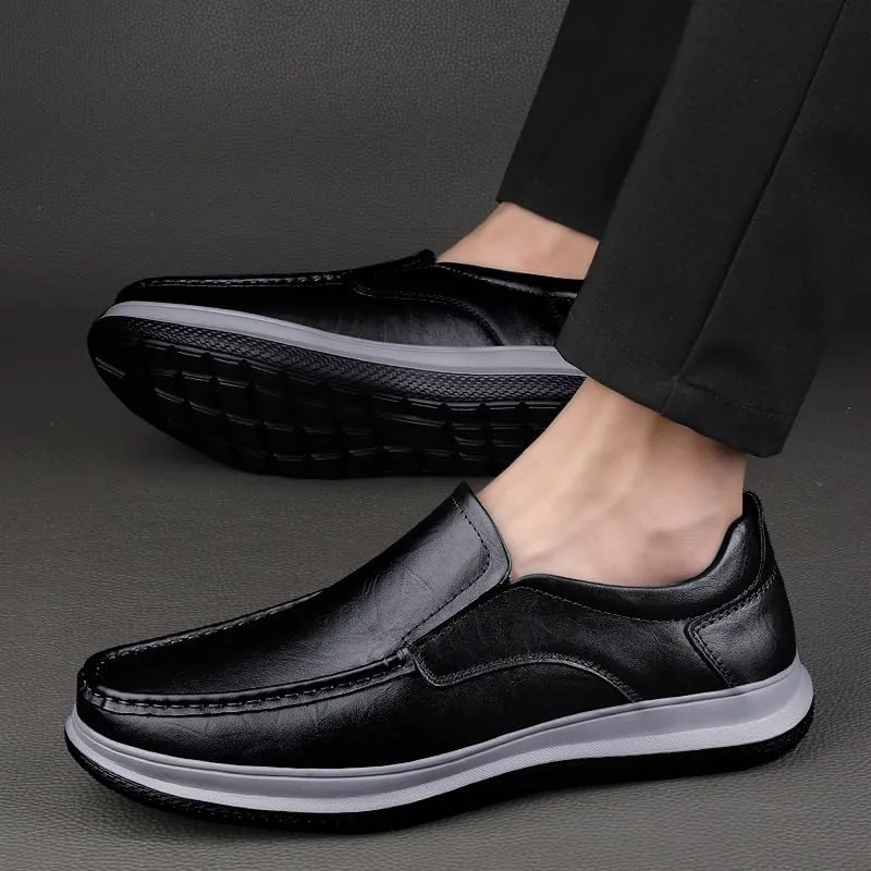 Men's Slip-on Shoes Soft-Soled Round-Toe Casual Shoes Height-Increasing wear-Resistant Low-top Breathable Shock-Absorbing Shoes for Men(D,6.5)