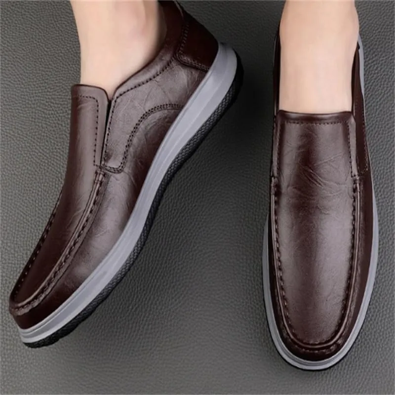 Men's Slip-on Shoes Soft-Soled Round-Toe Casual Shoes Height-Increasing wear-Resistant Low-top Breathable Shock-Absorbing Shoes for Men(D,6.5)