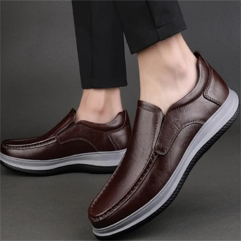 Men's Slip-on Shoes Soft-Soled Round-Toe Casual Shoes Height-Increasing wear-Resistant Low-top Breathable Shock-Absorbing Shoes for Men(D,6.5)