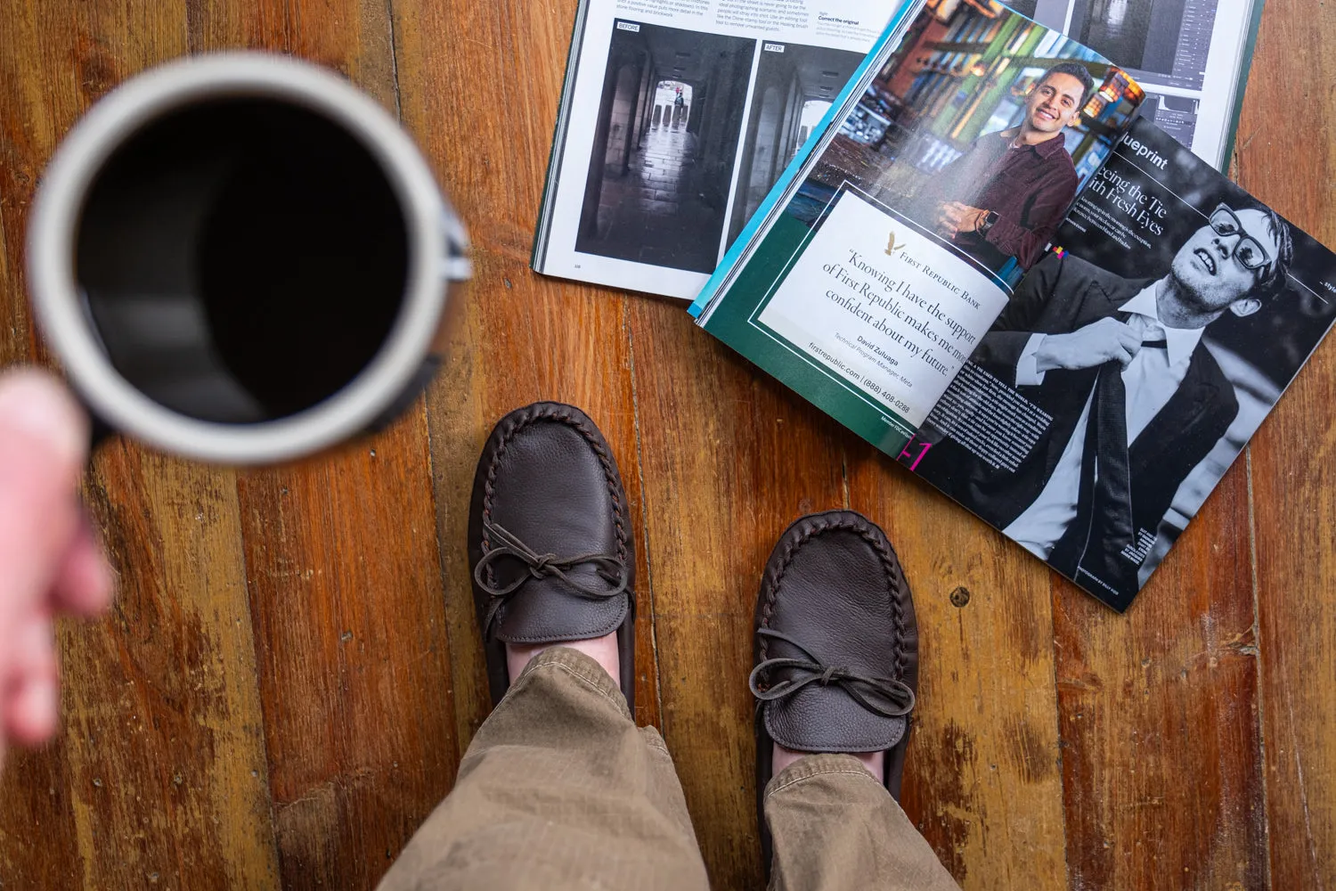 Men's Soft Sole Double Deerskin Leather Moccasins