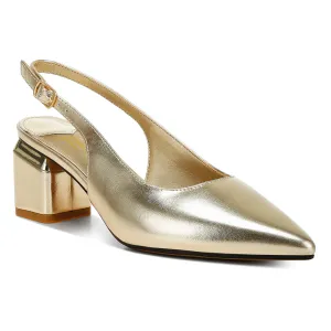 Metallic Faux Leather Slingback Sandals