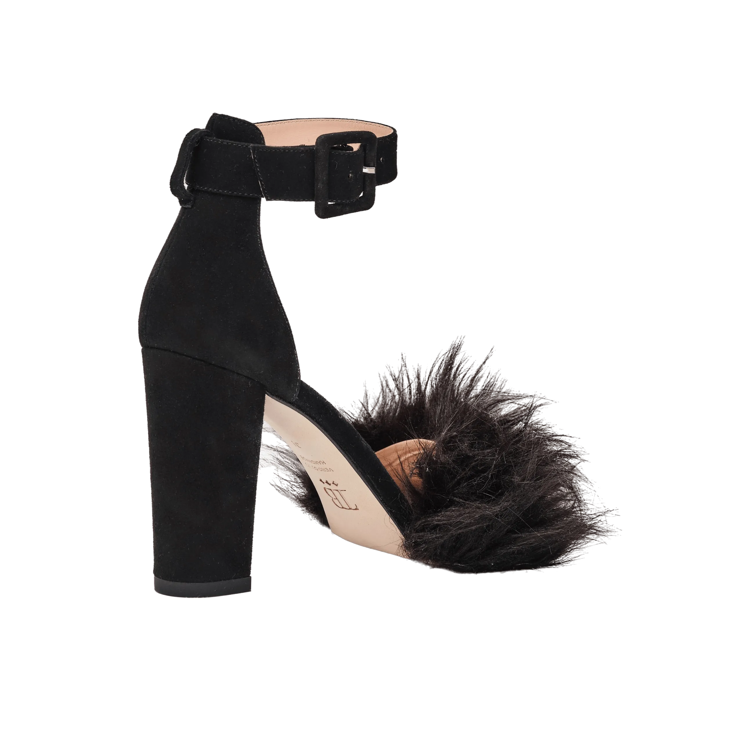 Naomi Block Heel Pumps with Faux Fur in Black
