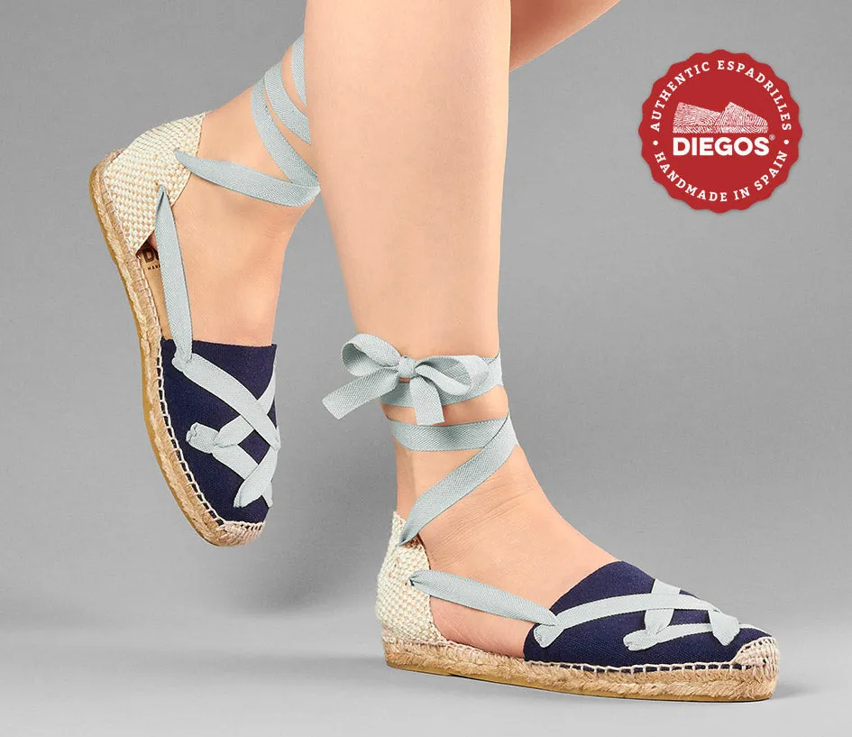 Navy blue flat Lola classic laces espadrilles