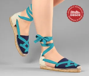 Navy blue flat Lola classic laces espadrilles